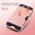 Wholesale iPhone 8 Plus / 7 Plus Credit Card Slot Armor Hybrid Case (Black)